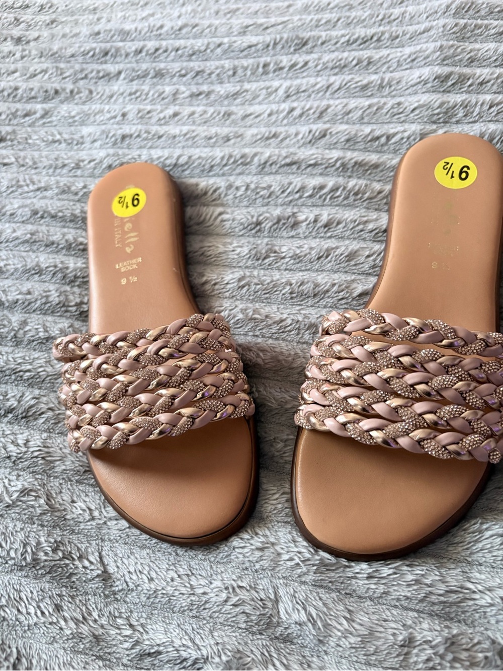 Braided Slide Sandals in Rose Gold for Women